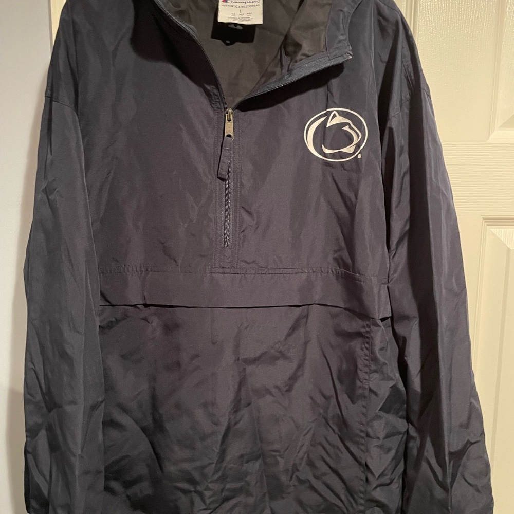 Champion Black Jacket with Penn State- White Label and Red Logo Accent